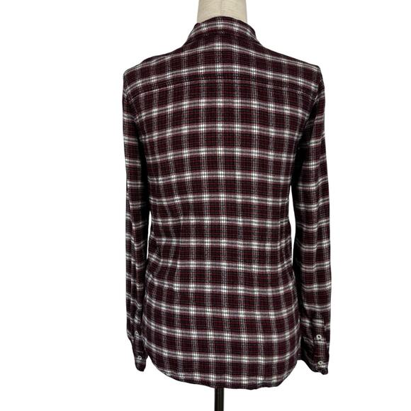 Paige Top Women Small Red Black Plaid Western Indie Grunge Boyfriend Shirt Soft - Picture 3 of 12